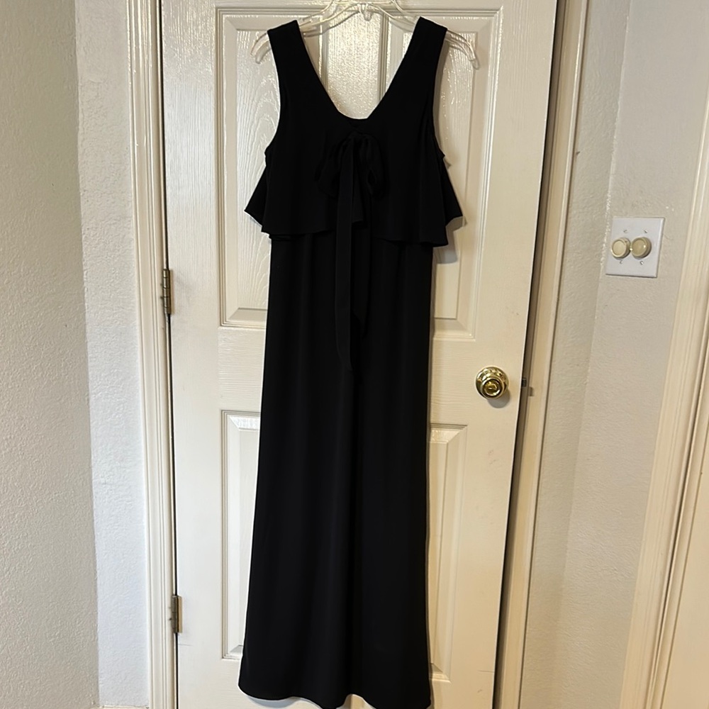 Black Ruffled Maxi Sundress for Cocktail Night Out